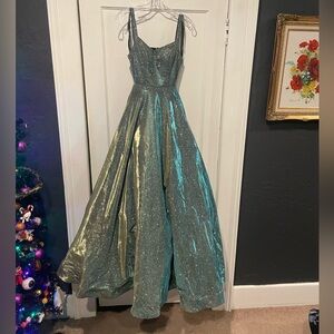 Sherri Hill Teal and Black Gown